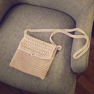 Vintage Hand Crochet Flap Crossbody Handbag - New!